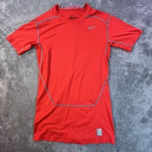 Nike Shirt Mens Large Red Pro Combat Dri-FIT Compression Athletic Gym Training